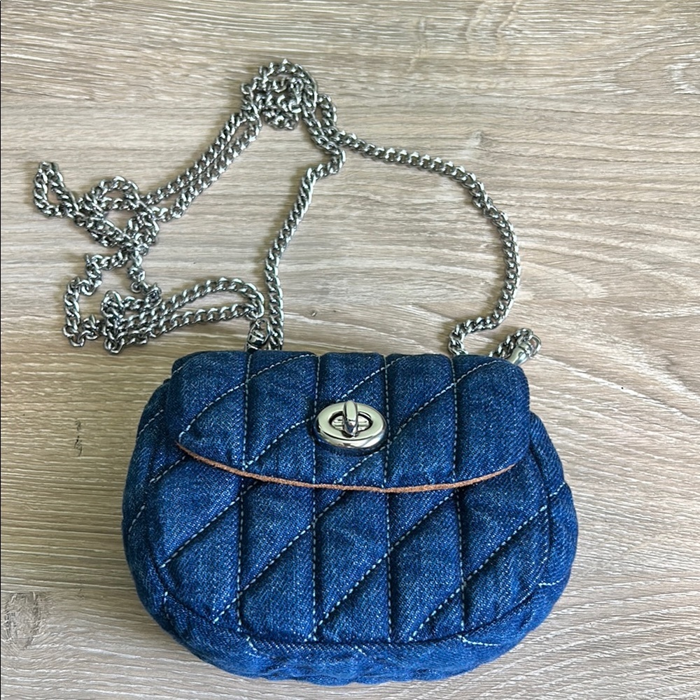 Coach denim quilted turnlock card case